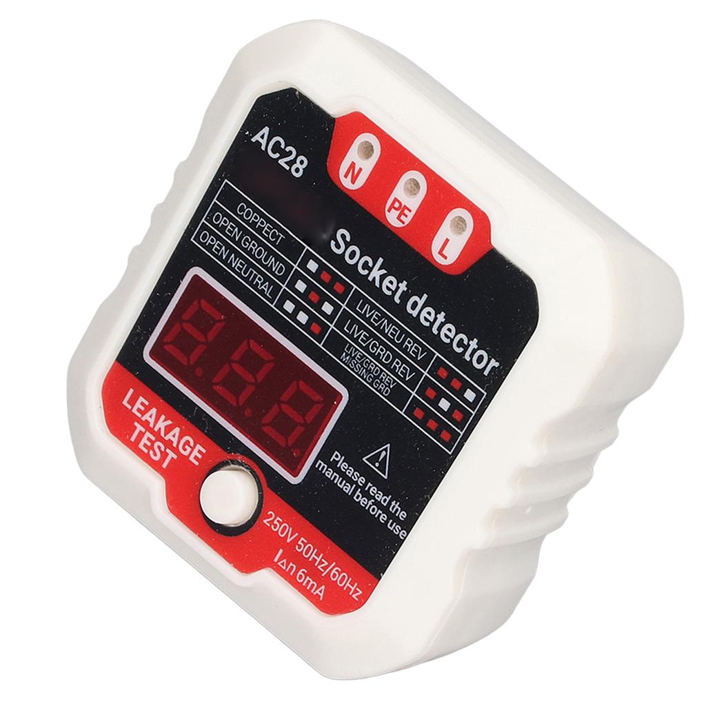 AC28 Phase Detector Electric Leakage Outlet Tester Ground Wire Polarity Outlet Tester LCD Digital Display Power Socket Tester