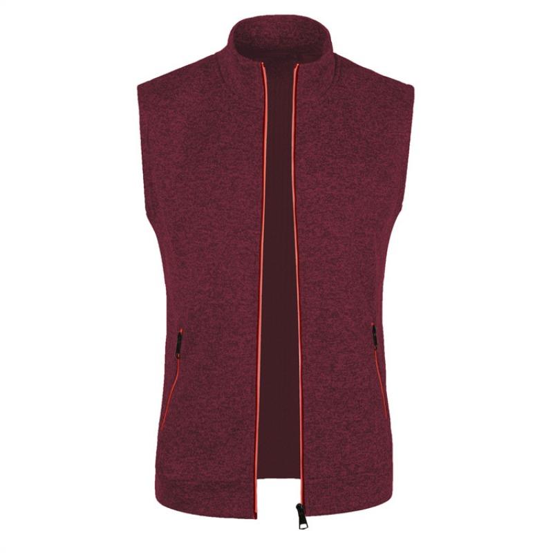 Mens Slim Fit Knit Fleece Zip Up Vest With Pockets