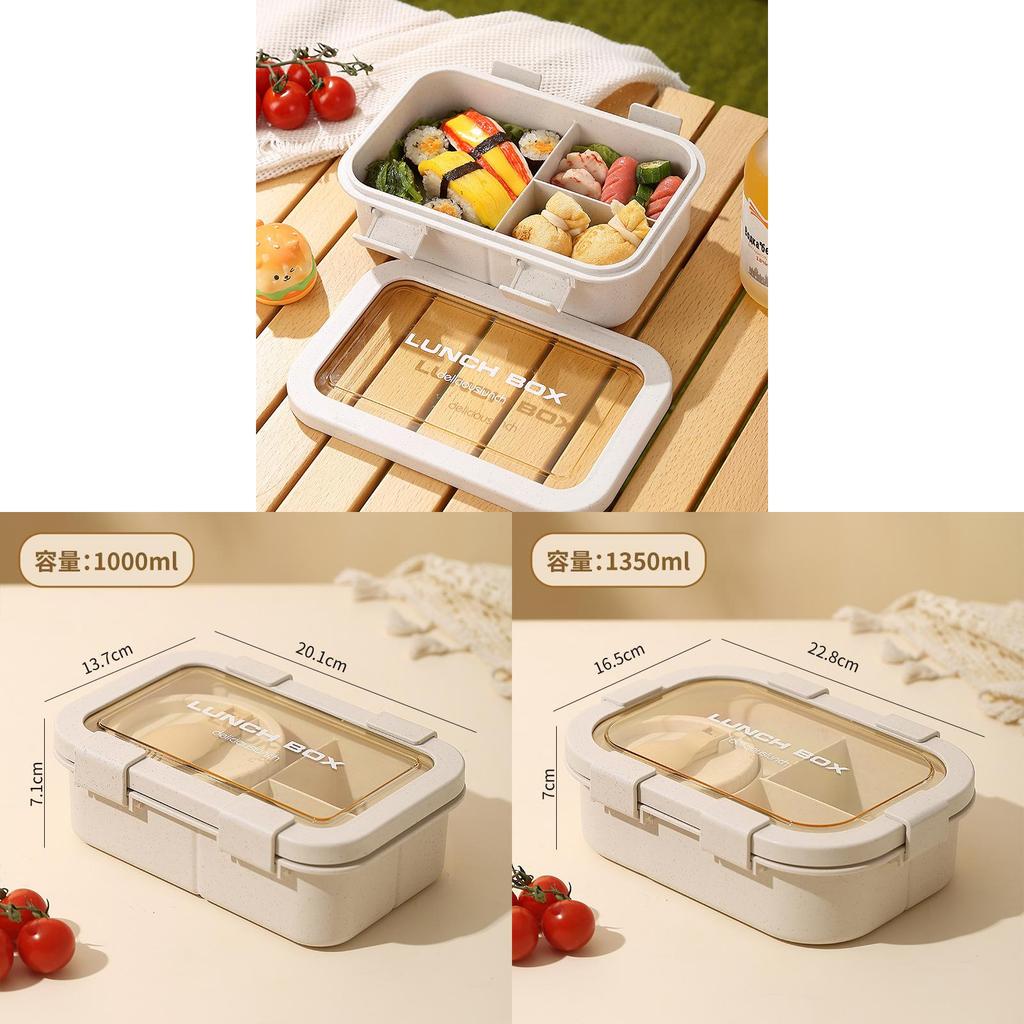 Wheat Straw Lunch Box With Soup Bowl For Office Workers And Students Packaged Food Storage