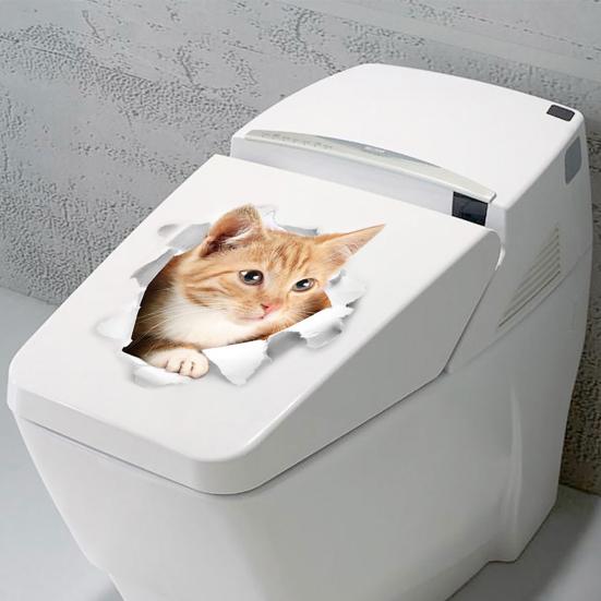 Cover Decals Exquisite Self-Adhesive Removable Animal Toilet Lid Wall Stickers for Home