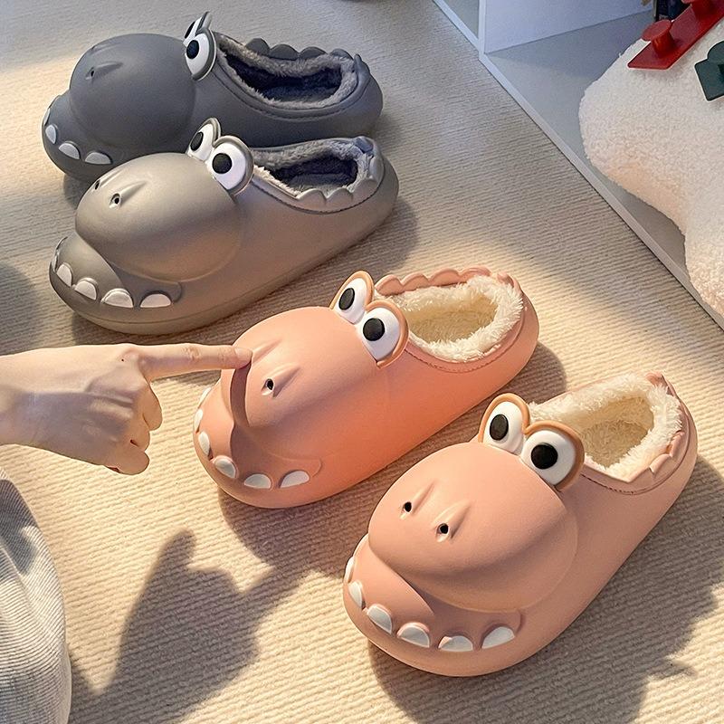New Baotou dinosaur cotton slippers women's winter warm and waterproof home outdoor wear winter cotton mop