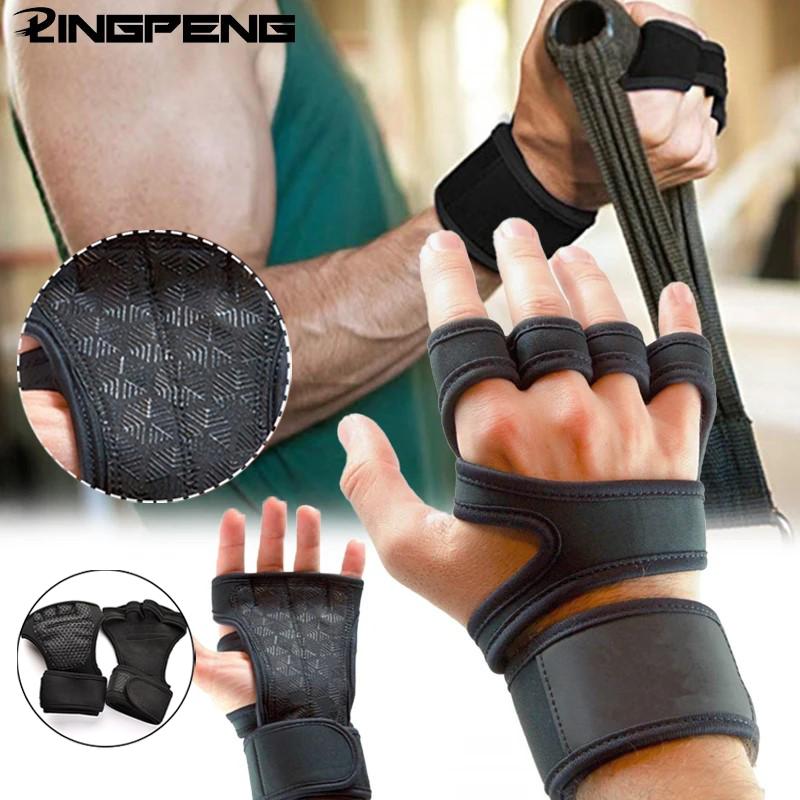 Men Women Gym Gloves Fitness Weight Lifting Wristband Shockproof Gloves Body Building Training Sports Exercise Cycling