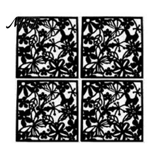 Hanging Partition Panel 5Pcs Room Divider Panel, Hollow Flower Butterfly Bird Wall Screen, Decor Square Decorative for Home Living
