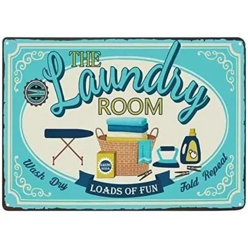 Hisun Tin Sign HD Tin Sign Vintage Laundry Room Decor Retro Metal Tin Sign Set for Home Wall Decor