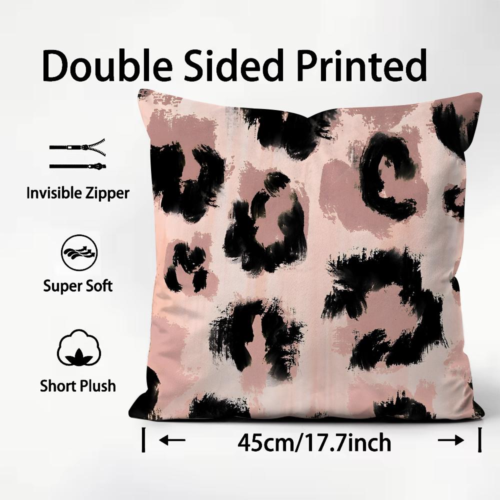 

Pink Leopard Fashion Cushion Cover Plush Fabric Soft DoubleSided Printed Sofa Warm Winter Home Child Gift Pillow Case 30x30cm