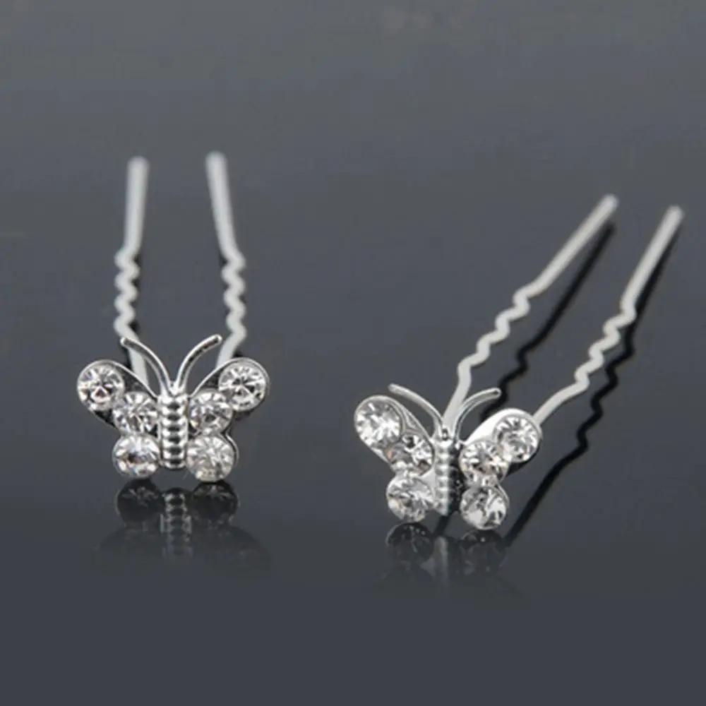 5Pcs Fashion Metal Pearl Flower Hairpin Stick Headwear U-shaped Rhinestone Hair Clip Headdress Bridal Hairpin Wedding