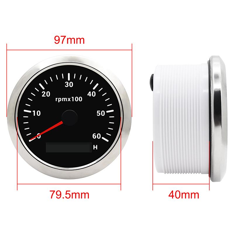 7 Color Backlight 85mm Tachometer For Marine Boat Motorcycle Car 3000 4000 6000 7000 8000 RPM Tacho Gauge With LCD