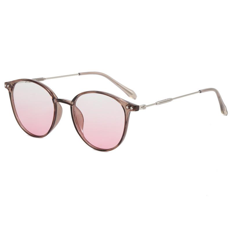 Premium Ins Internet Celebrities Plain Face Cold Brown Frame Blush Sunglasses Xiaohongshu Girl Style Sun Protection Sunglasses