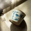 Huang Ru Kiln pure hand-painted bamboo teacup master cup ceramic high-end tea teapot cover bowl tea cup kung fu tea set