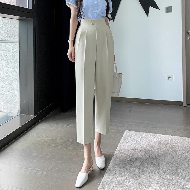 2025 Spring/Summer Women's High Waist Harem Pants – Casual Straight-Leg Cigarette Style