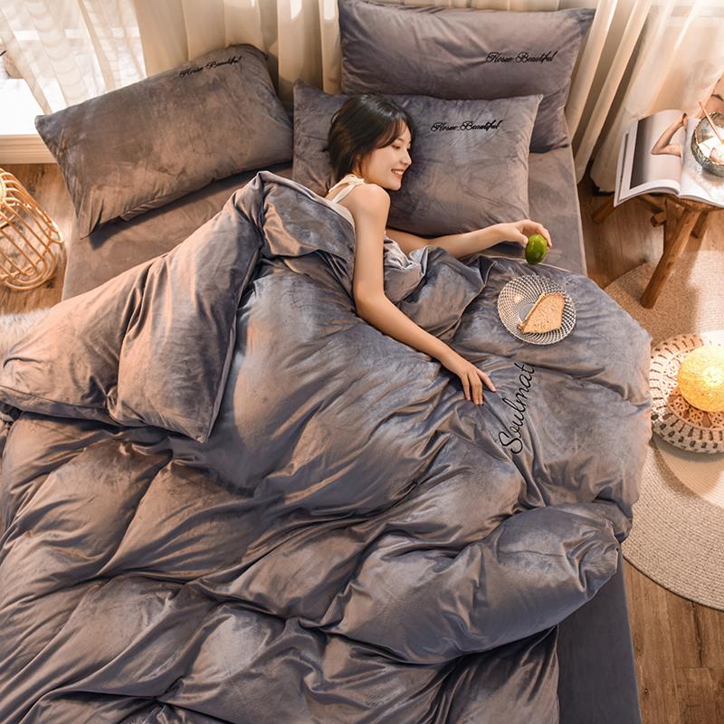 WOSTAR Winter warm milk velvet duvet cover 220x240 bedding set couple luxury double bed quilt cover twin full queen king size