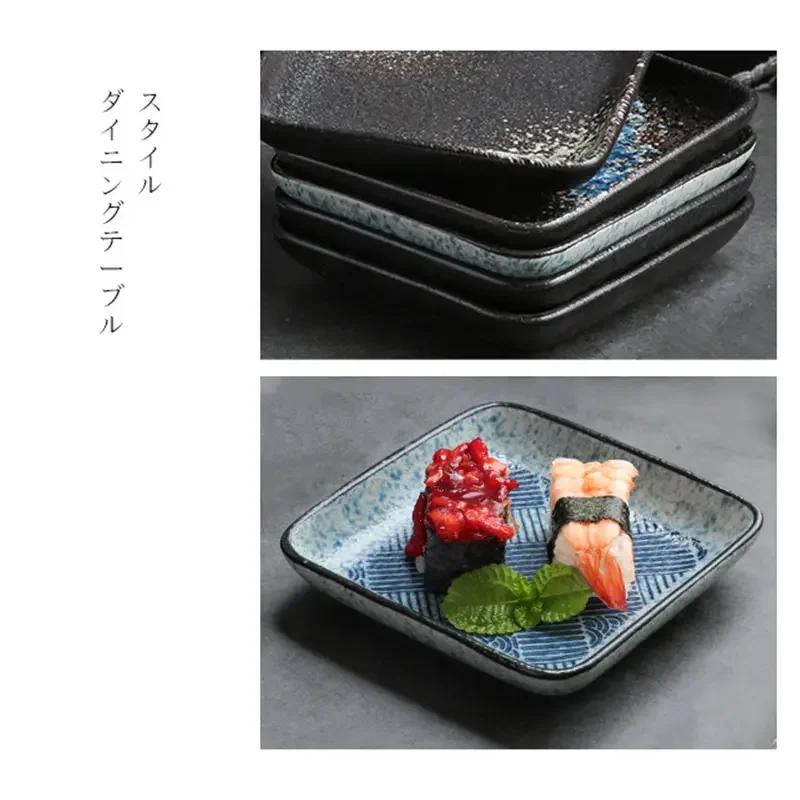 5 Zoll Keramik Quadratische Scheibe Japanischer Stil Küche Speiseteller Haushalt Obstschale Snack Dipsaucen Teller Sushi Besteck