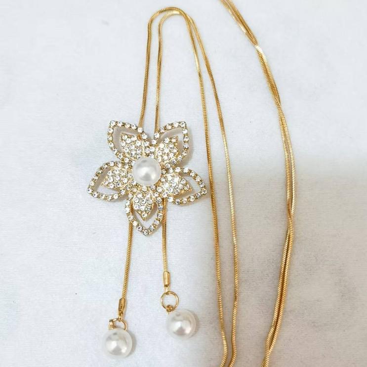 Luxury Pearl Pendant Sweater Chain Necklace: High-End Fashion with Influencer Style