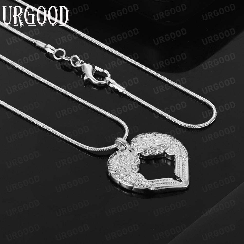 925 Sterling Silver Hollow Wings Love Pendant Necklace - Fashion Wedding Jewelry