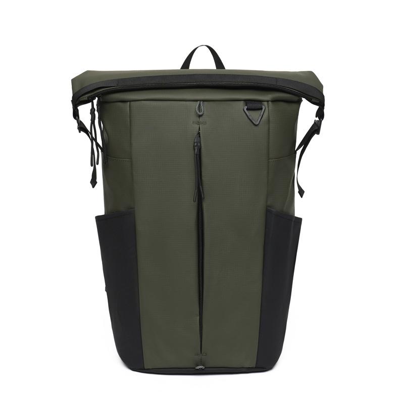 Roll mouth business backpack commuter laptop bag men's high-end sense backpack travel light function bag