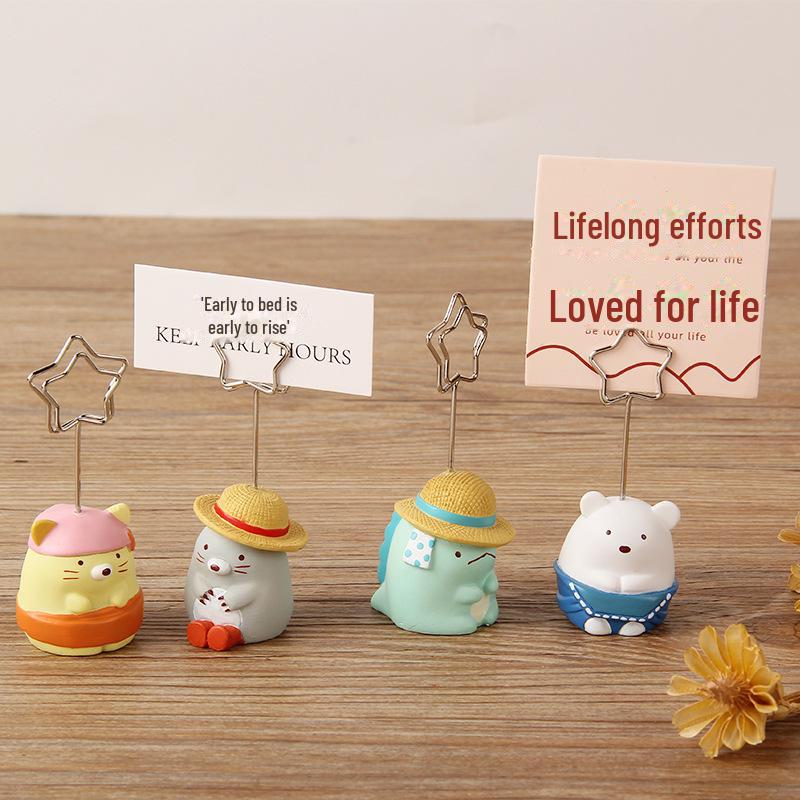 Urocze zwierzęce żywiczne wiadomości i klipsy do zdjęć ozdoby na biurko, 4 style