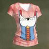 Camiseta casual de manga corta con cuello en V para mujer, top con estampado de Oktoberfest, tejido ligero y suave, ajuste cómodo, para uso diario