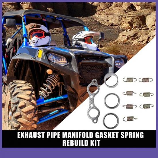 Exhaust Muffler Pipe Manifold Gasket Spring Rebuild Kit FOUR for Polaris