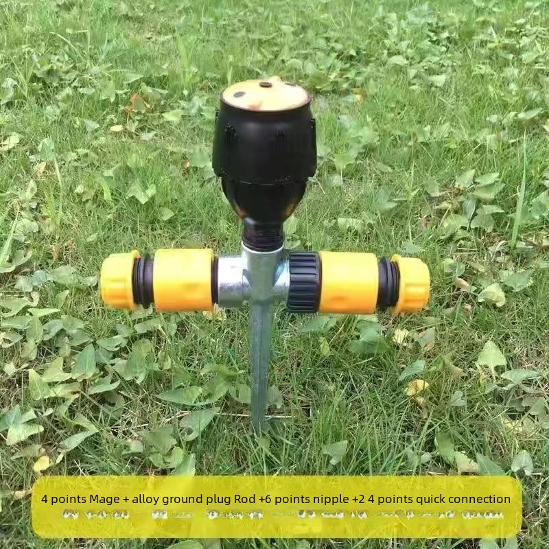 4-Point Plastic Alloy Ground Plug with Inner Wire Needle, Fixed Sprinkler Head & Magnetic Base, Series-Connectable for Agricultural Gardens.