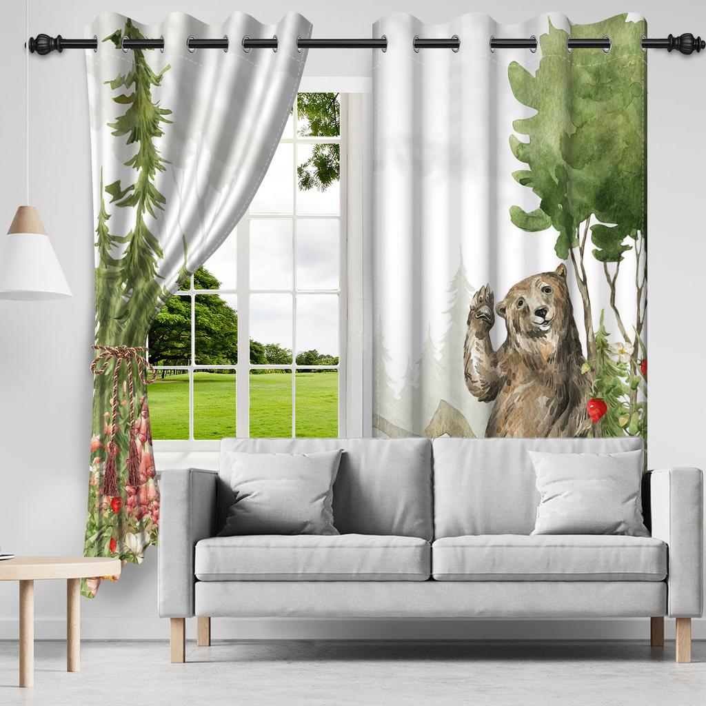 Watercolor Dinosaur Pattern Curtains Cute Animal Printed Curtains For Kids Bedroom Fun Decor Top Grommet Blackout Window Drapes