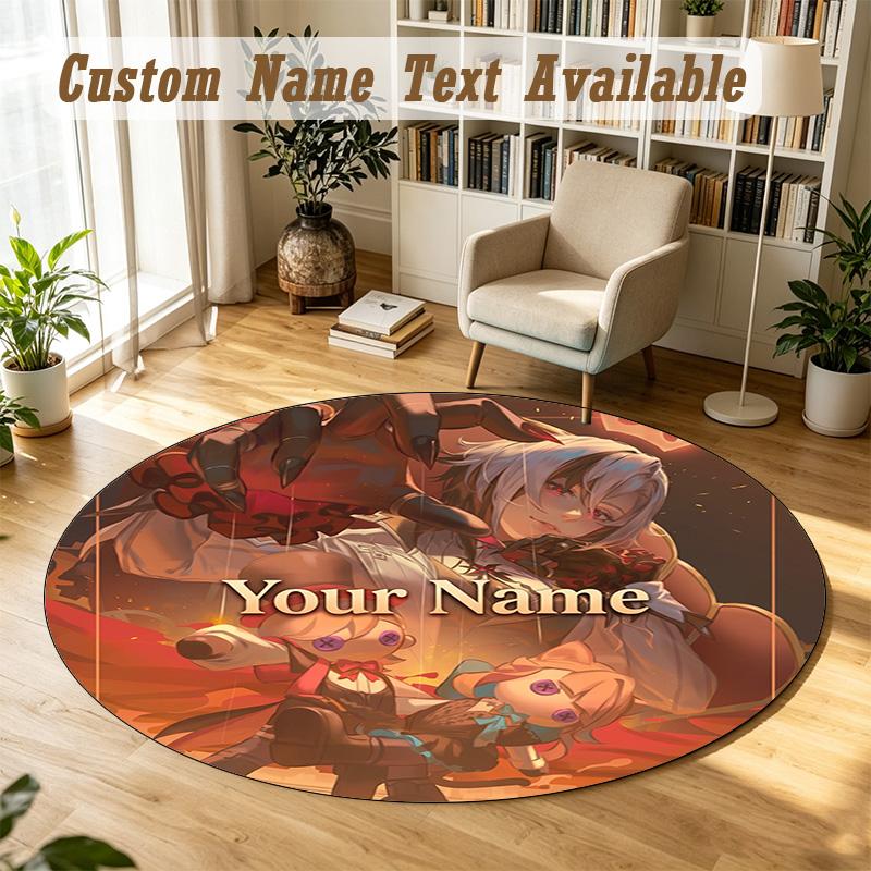 Honkai Star Rail Personalized Round Rug Support Custom Name, Soft Home Decor Mat