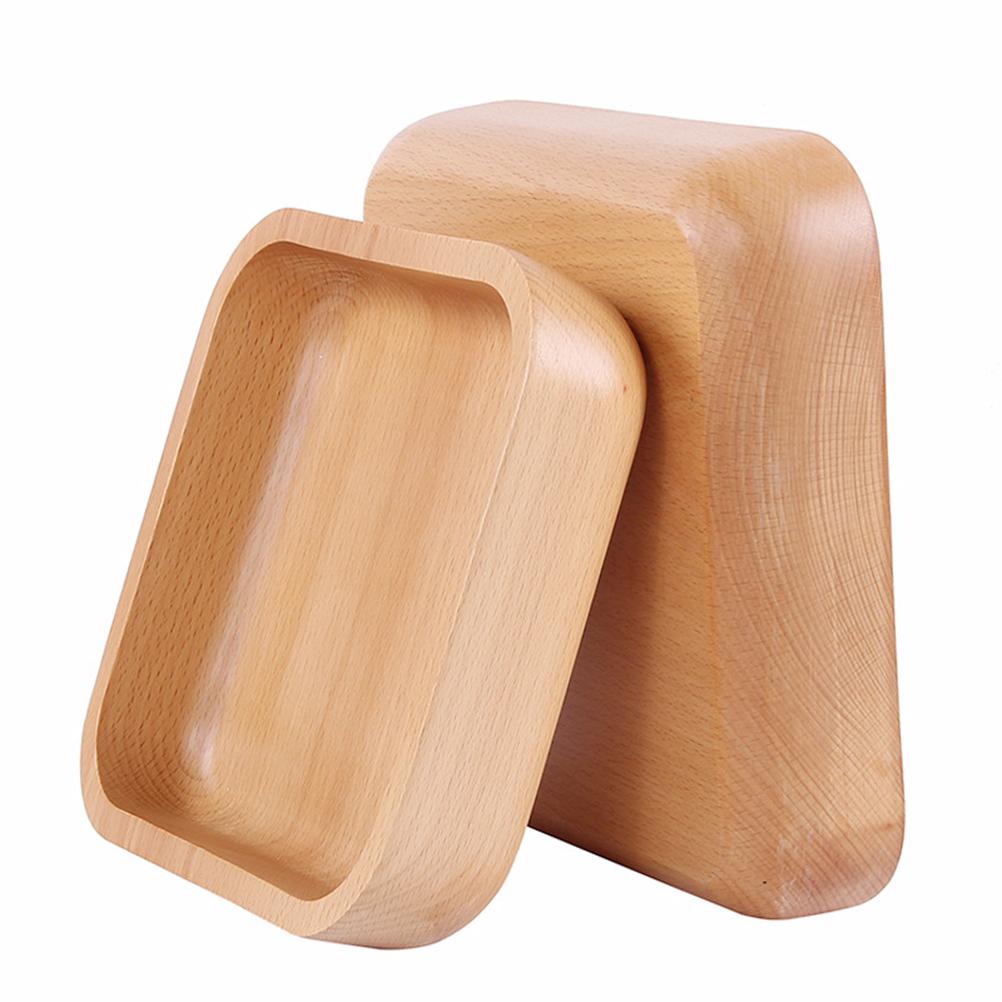 Solid Wood Salad Thickened Eco- Bowl Square Wooden Bowl Home Kitchen Use Rice Soup Container Natural Style