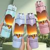 1PC Sunrise Heart Slogan Art Print 750ml Color Plastic Sports Water Bottle Leakproof Flip Straw Lid Suitable for Sports Office Home Use