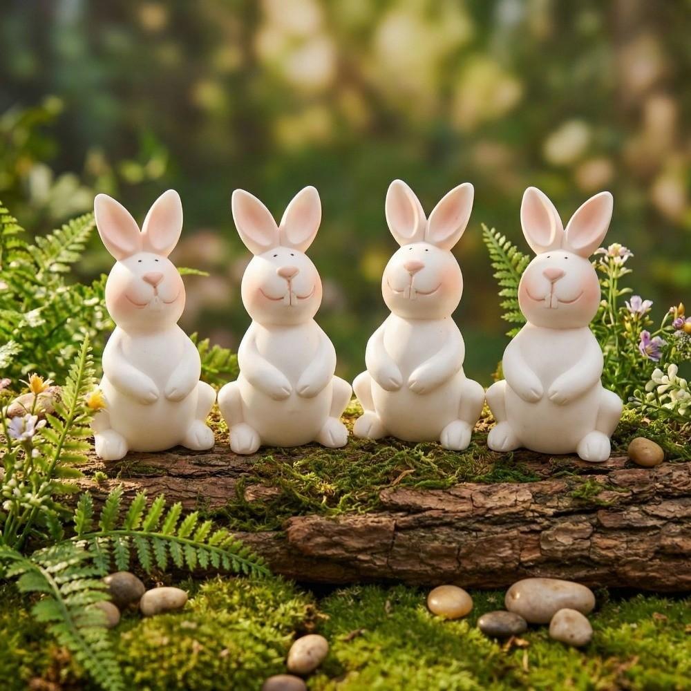 Cartoon Easter Bunny Ornament Plastic Rabbit Figurine Rabbit Statue  Easter Celebration