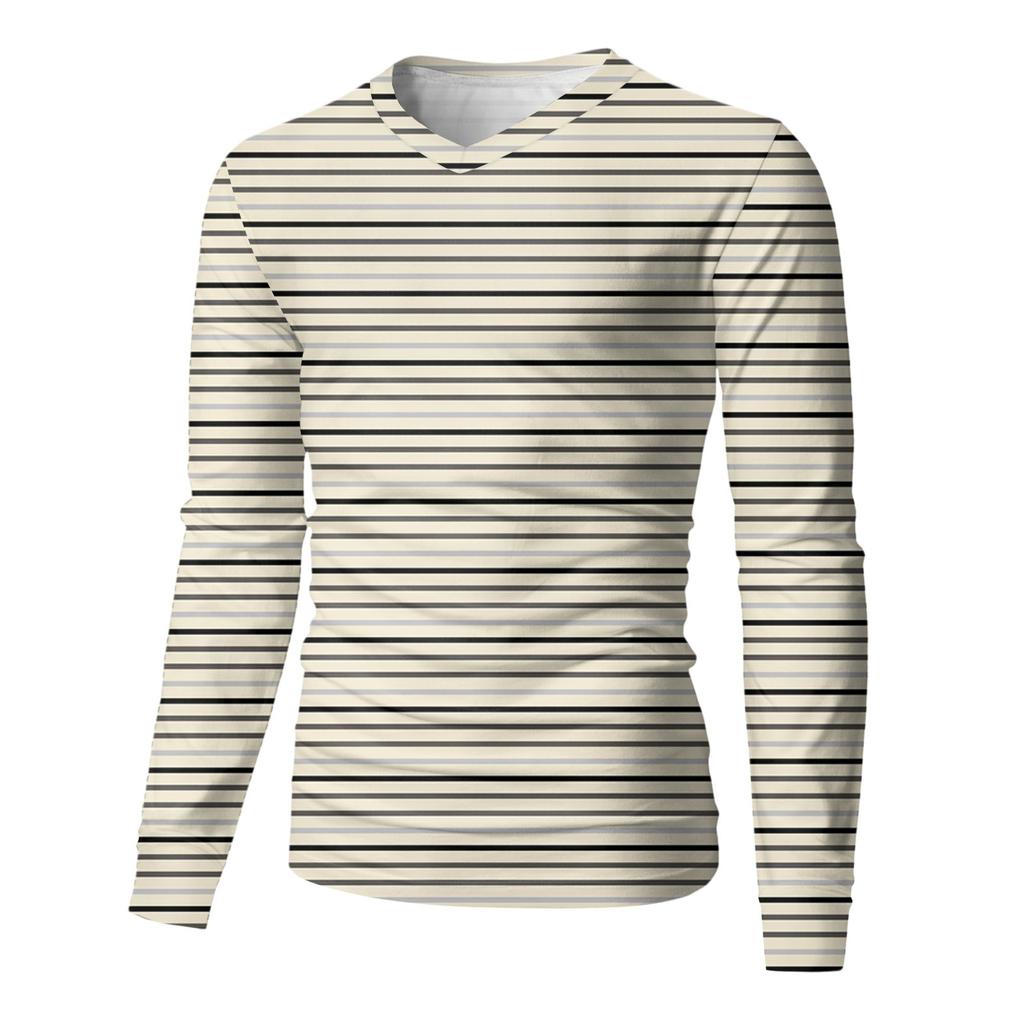 Herr V-ringad Casual Mode Tryckt Långärmad T-shirt Topp