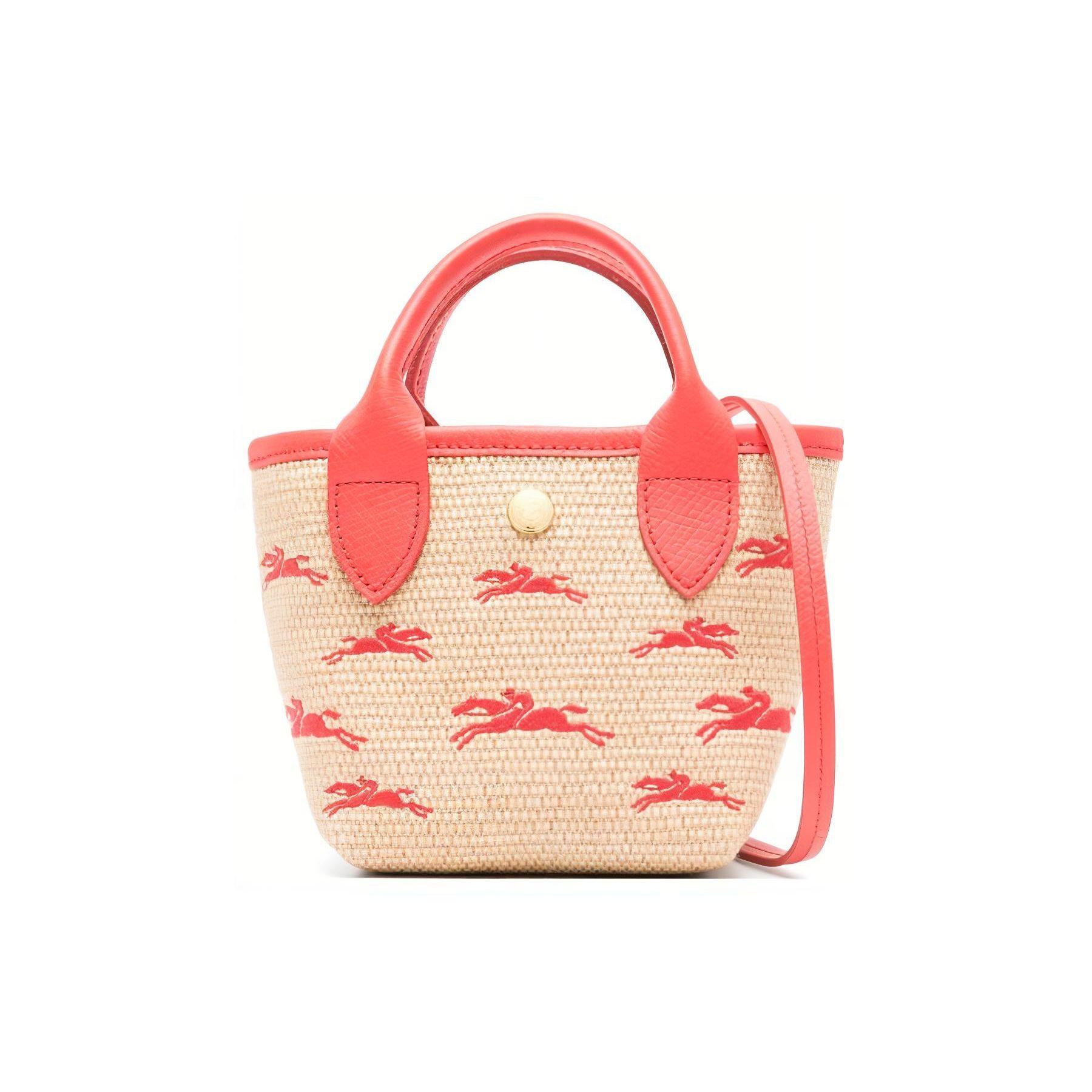 Longchamp Le Panier Pliage Logo Snap Closure Canvas And Leather Mini Shoulder Crossbody Bag Women handbags Strawberry 10206HCF218 Basic Set Bag 22600₽