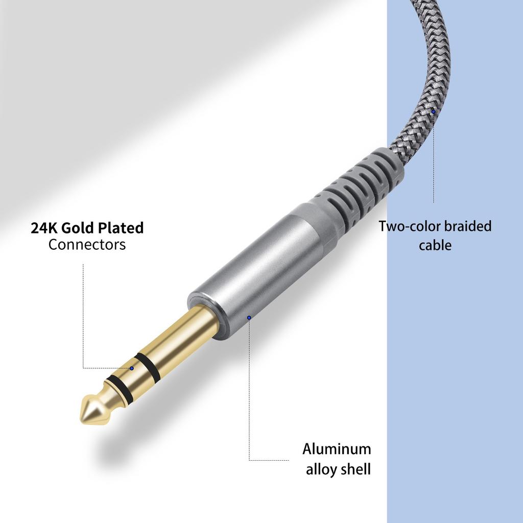 Studio Grade 6.35mm TRS Male to Female Audios Cable AntiInterference Design Gold Contact Durability Construction