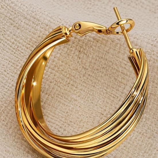 1 Pair Twisted Hoop Earrings for Women, Minimalist Chunky Twisted Earrings, Large Vintage Jewelry for Daily Prom Party