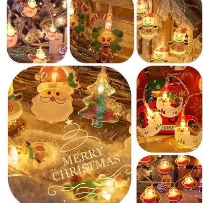 Cross-border LED Snowman & Christmas Tree Window String Lights - Outdoor Waterproof Decorative Lighting