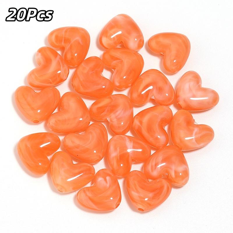 20Pcs Imitation Stone Heart Shape Acrylic Beads Dual Color Loose Bead For Jewelry Making Diy Charms Bracelet Necklace Accessorie