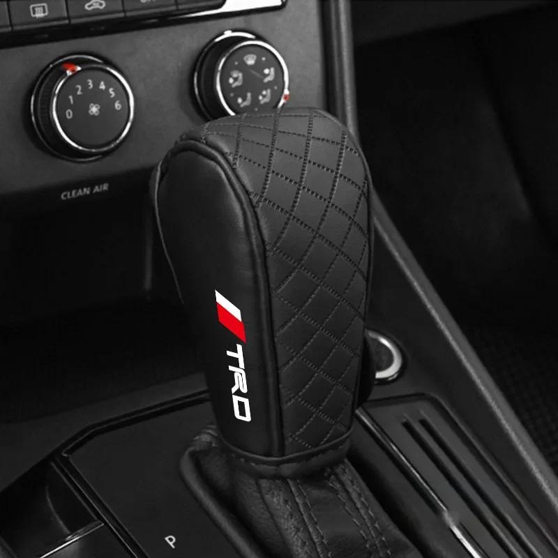 Car Shift Handle Cover Fashion PU Leather Handle Cover Grip Non-Slip Protective Covers For TRD Toyota camry chr corolla rav4