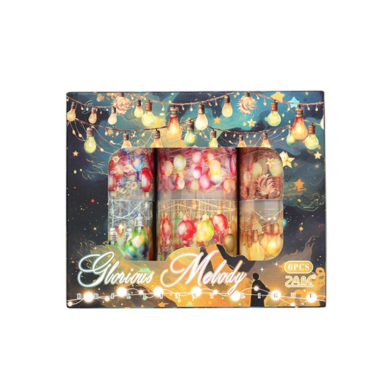 

Mr. Paper 2Style 6Rolls/box Light and Shadow Dream Weaving Series Boxed Tape Creative DIY Handbook Scrapbook Picture Book Card