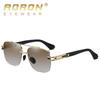 aoron Borderless Men's Polarized Sunglasses Large Frame Two-color Metal Square Sunglasses