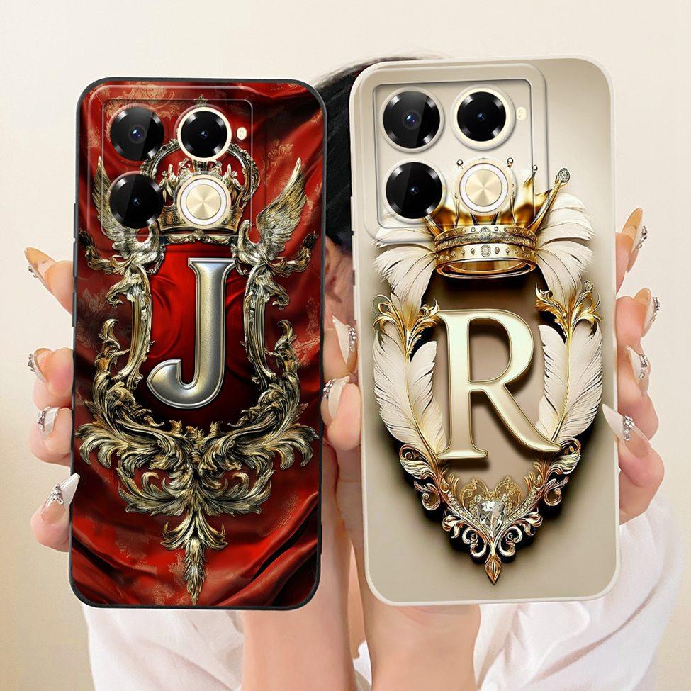 For Infinix Note 40 Pro 4G X6850 5G X6851 Case For Infinix Note 40 Pro 5G Cover Luxury A-Z Letters 2D Painted Silicone Casing
