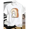 European Sizes Boys' And Teenager T-Shirt, Trendy Logo Cat And Bread Print, Short Sleeve Design, Suitable for Indoor Outdoor Casual And Sports Scenes