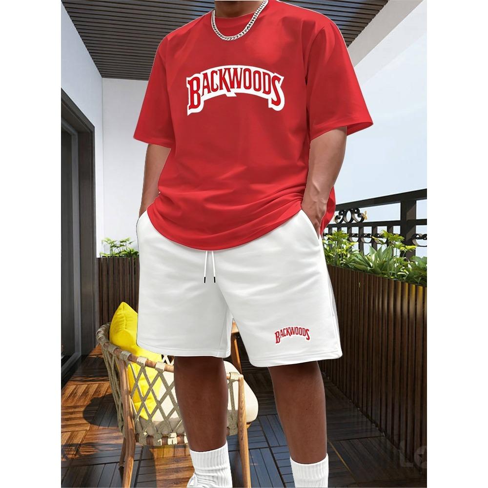 2026 New Summer Men s Fashionable Round Neck Short Sleeved Suit Black Brand Casual Jogging Clothes Sportswear Sportswear S