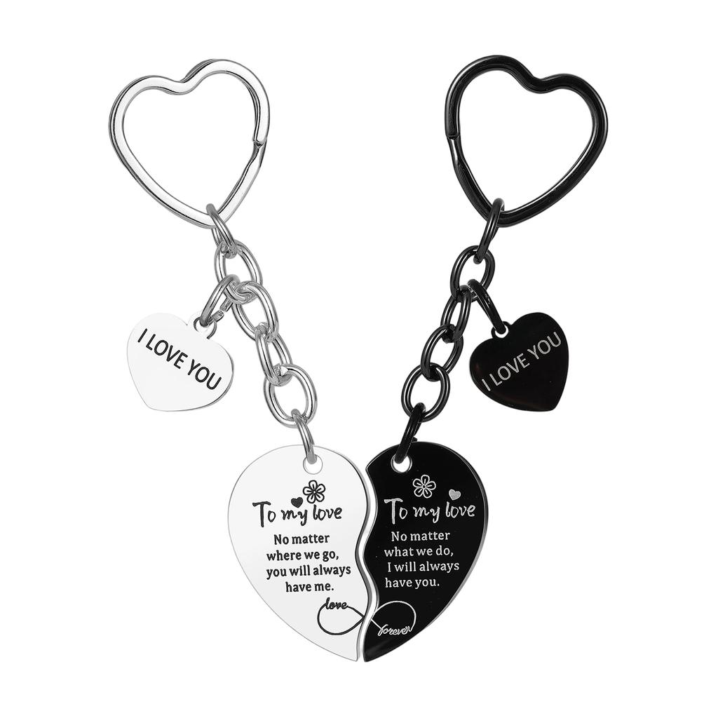 2pcs Heart Haped Keychain Set, Perfect For Anniversaries Or As A Gift For Your Boyfriend Or Girlfriend.