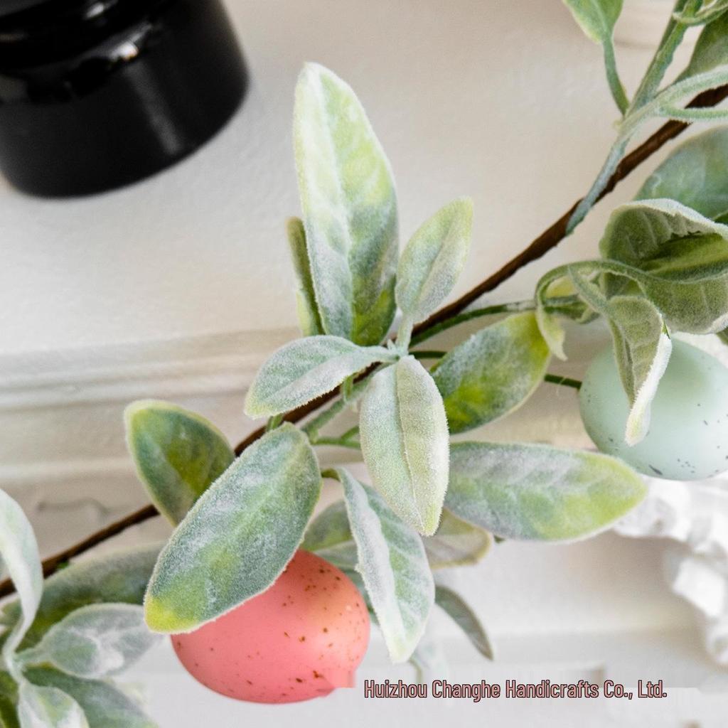 Frühlings-Osterhase Ohr & Blatt Ei Rattan Wanddekoration