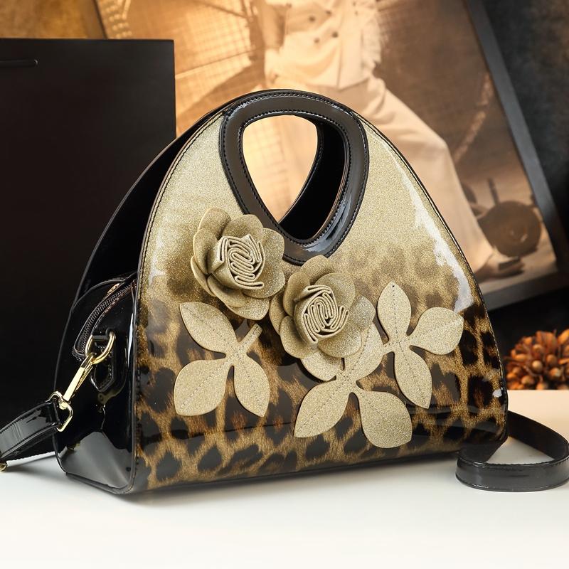

Натуральная кожа 2024 Новая мода Женские сумки Цветы Сумка-пельмень Тоут Для матери среднего возраста Одноплечевая Сумка через плечо леопардовый