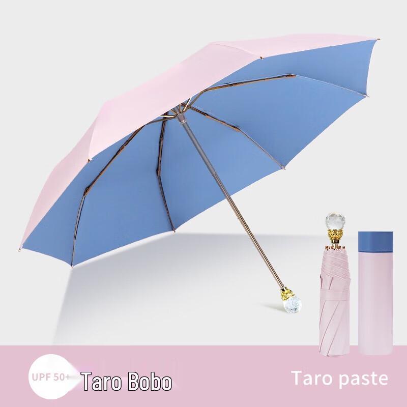 Red Leaf Crystal Handle 3-Fold All-Weather Umbrella