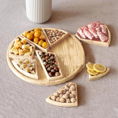 New 8 In 1 Round Wooden Detachable Storage Tray Divided Serving Tray Snack Dessert Platter Fruit Plate For Candy Nuts Appetizers