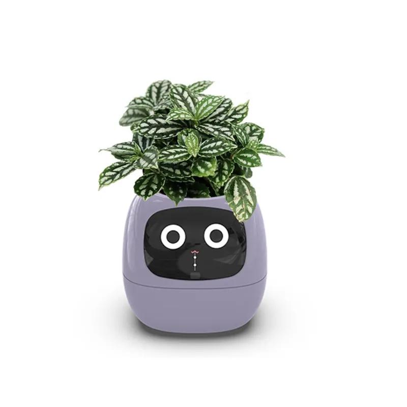Intelligent Lazy Automatic Water Absorbing Flowerpot Plastic Resin Circular Usb Rechargeable Indoor Plant Small Flowerpot YLE22