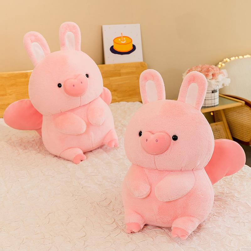 Flying Rabbit Pig Doll Plush Toy Creative Pink Rabbit Ears Pig Doll Sleeping Pillow Ragdoll