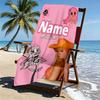Custom Name Personalized Karol G Print Beach Towel, for Trip Camping Beach Party Home Decor, Birthday Gift for Family & Friends