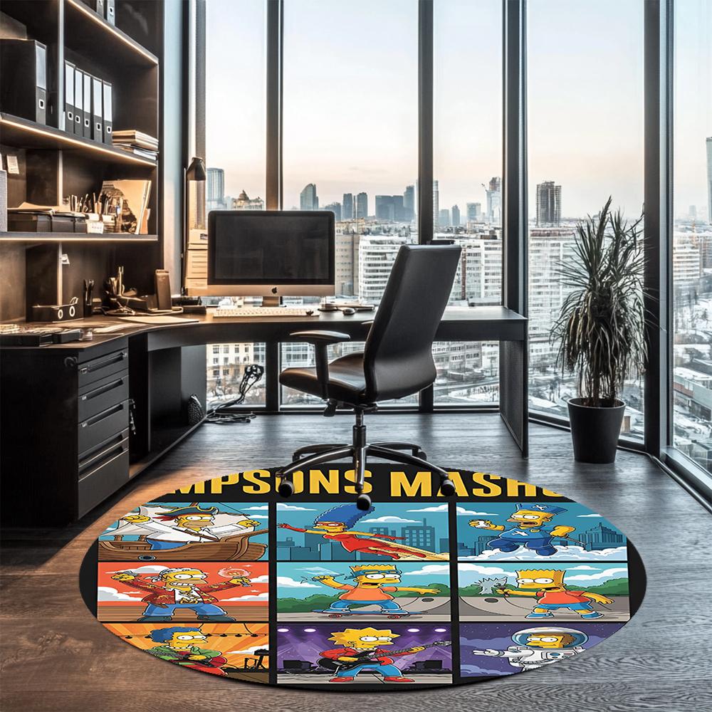 THE SIMPSONS Printed Round Rug Carpet Chair Rug Area Rug Entryway Doormats,for Office Chair Living Room Bedroom Kitchen Room.