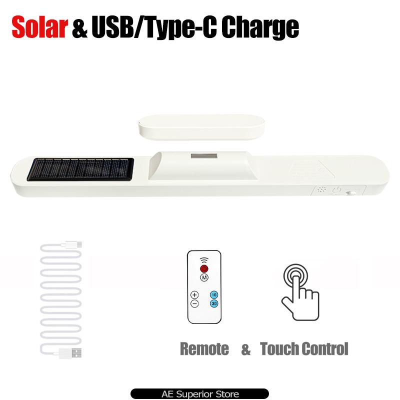 Candeeiro de Mesa LED Magnético Luz Noturna Recarregável USB Lâmpada de Mesa Remota Proteção para os Olhos Luz de Leitura (Carregamento Solar Opcional)